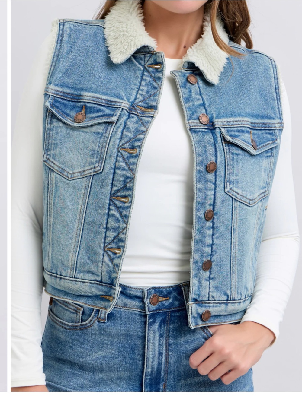 Judy Blue Shearling Lined Denim Vest